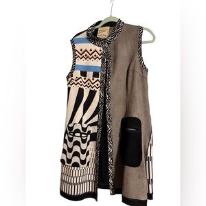 Vintage concept duster jacket  – Size S– Unique Geometric Print